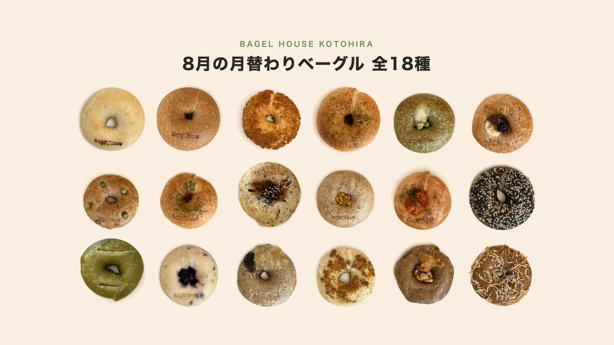 8月の月替わりベーグル 全18種